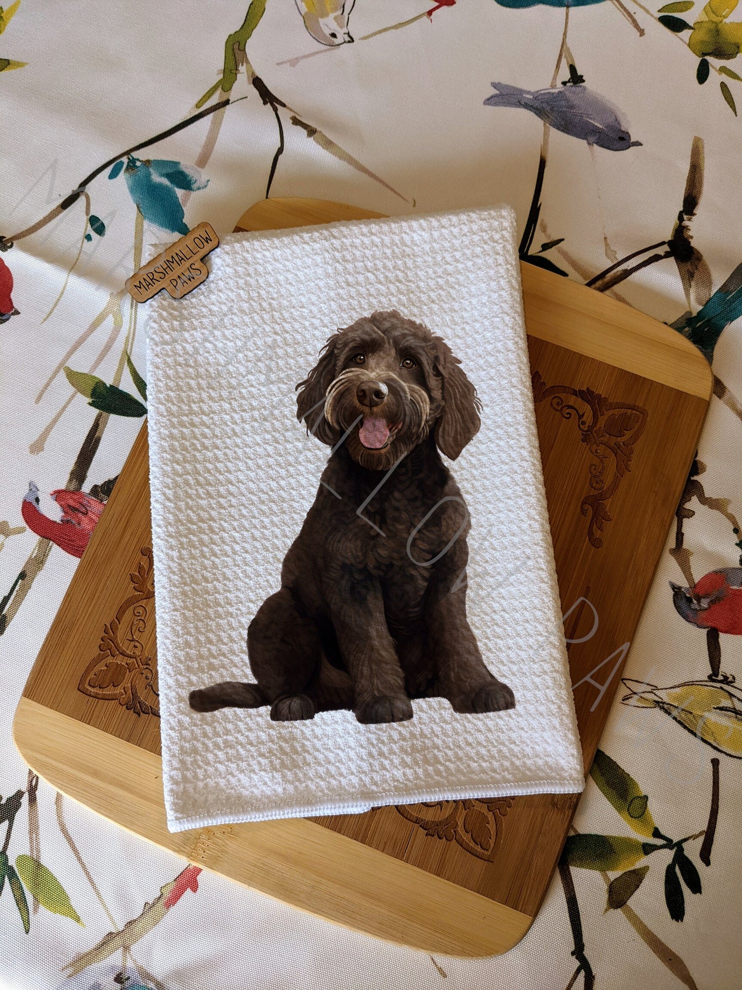 Chocolate Goldendoodle Tea Towel