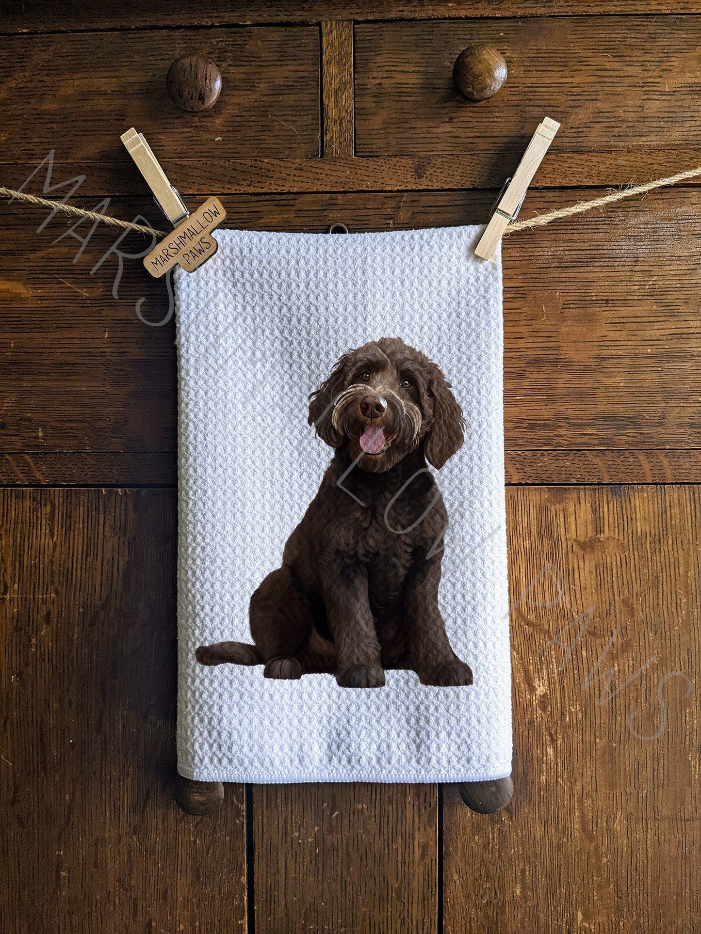 Chocolate Goldendoodle Tea Towel