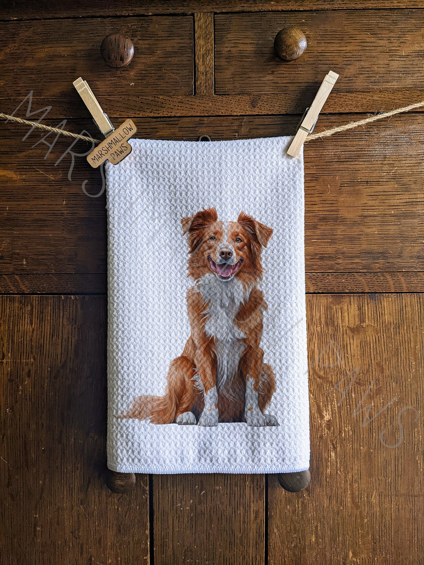 Red Australian Shepherd Tea Towel