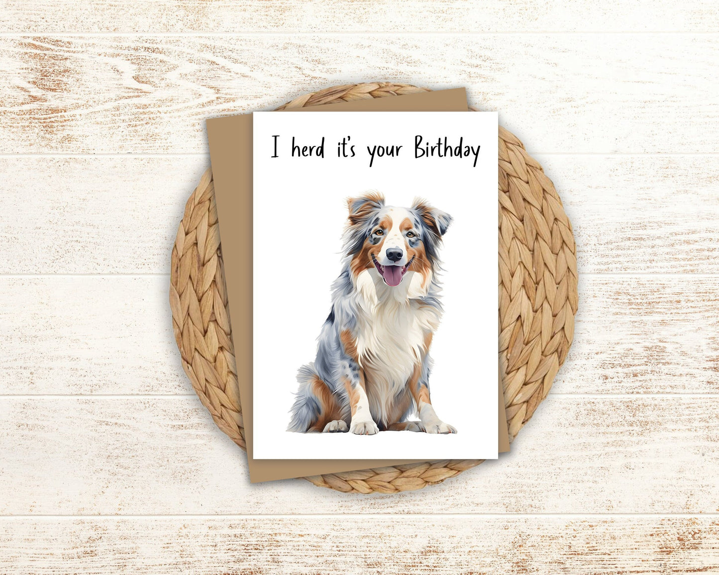 Merla Australian Shepherd Birthday Card