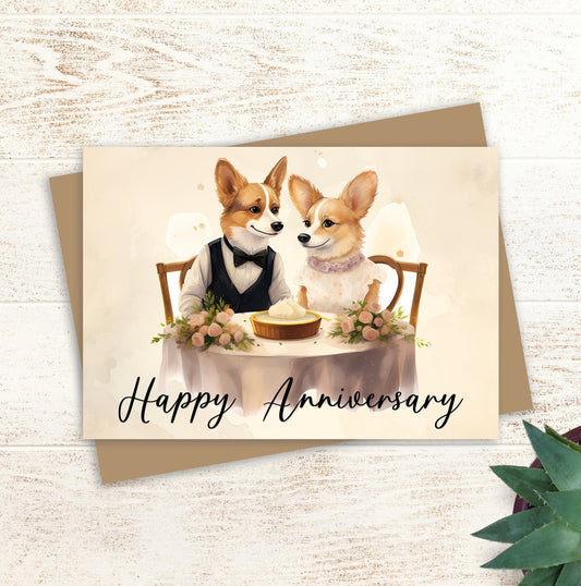 Corgi Happy Anniversary Card