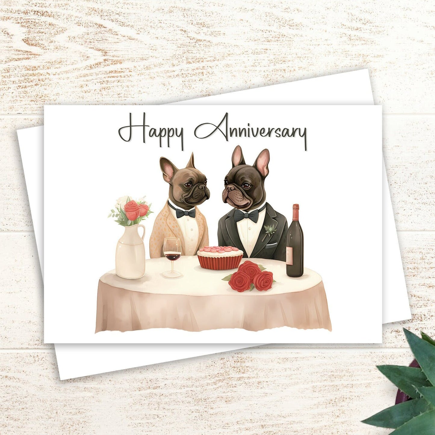 French Bulldog Anniversary Card