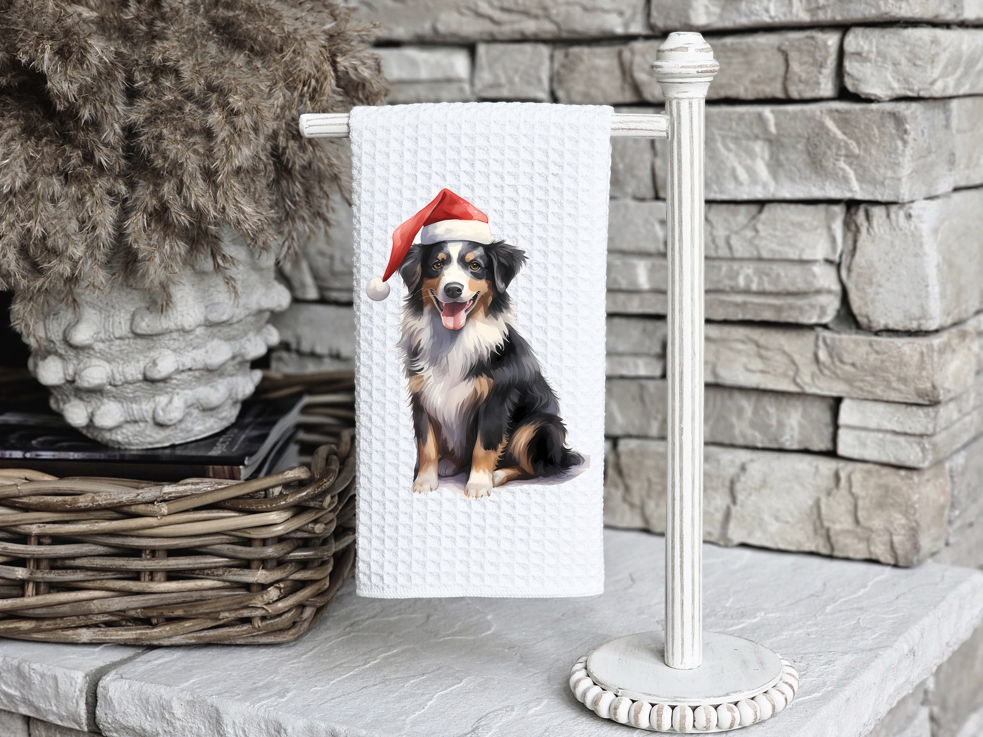 Christmas Australian Shepherd Kitchen Towel