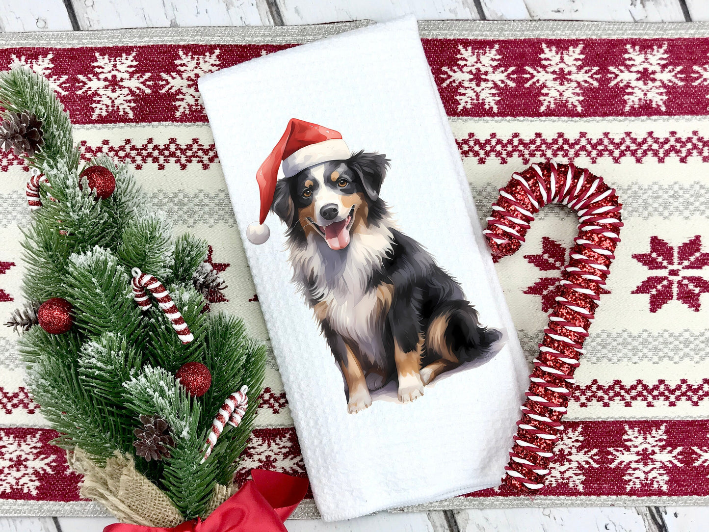 Christmas Australian Shepherd Kitchen Towel