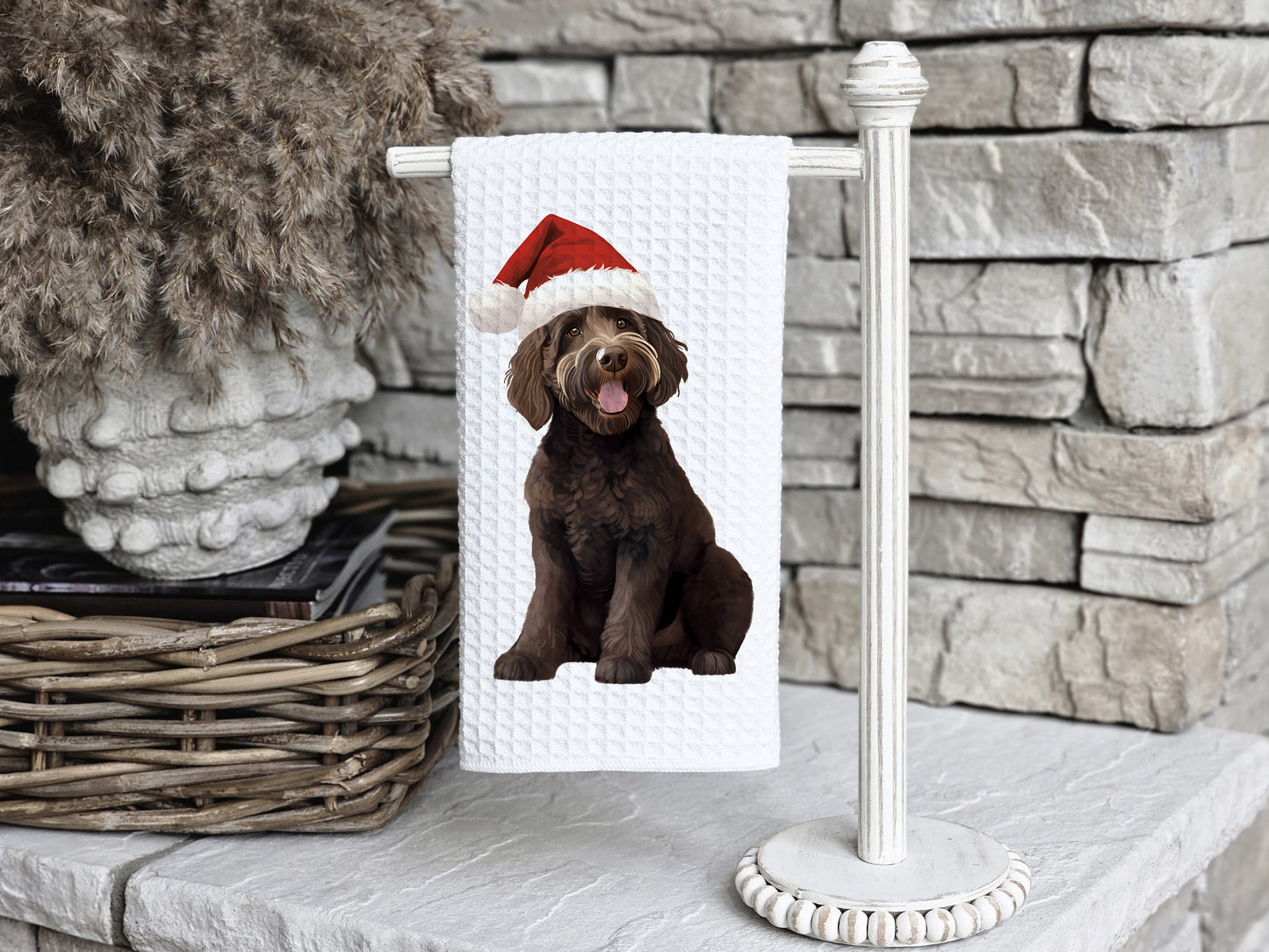 Christmas Goldendoodle Kitchen Towel | Kitchen Tea Towel | Goldendoodle Towel | Christmas Gift | Dog Christmas Gift | Coworker Gift