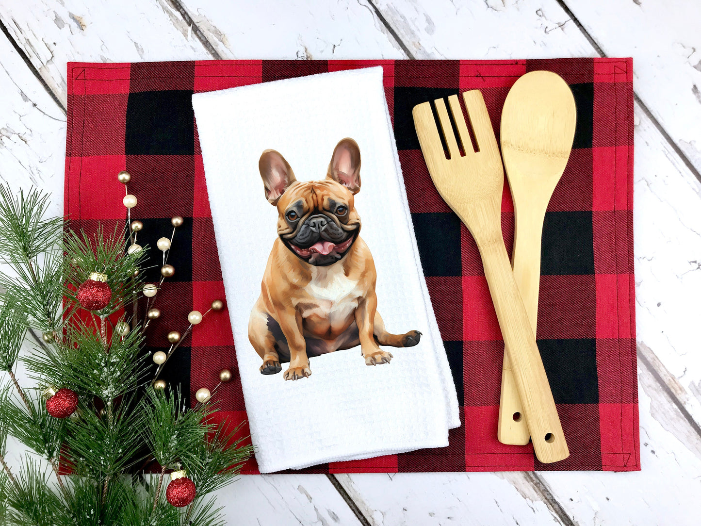 Tan French Bulldog Tea Towel