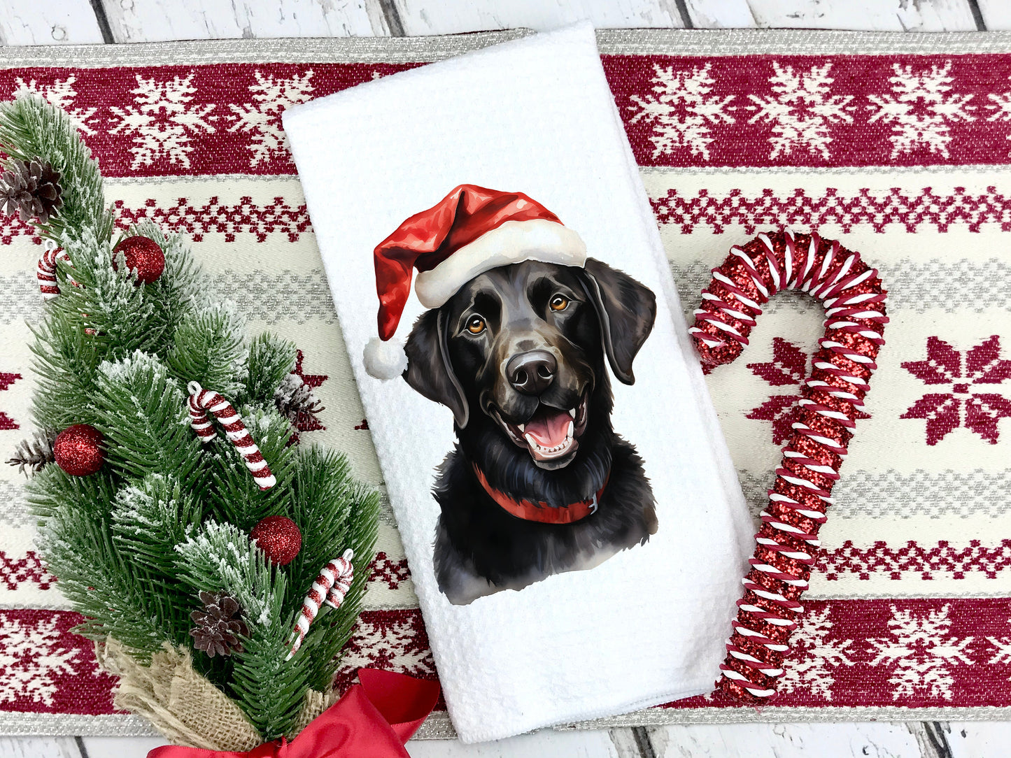 Black lab Christmas Tea Towel gift