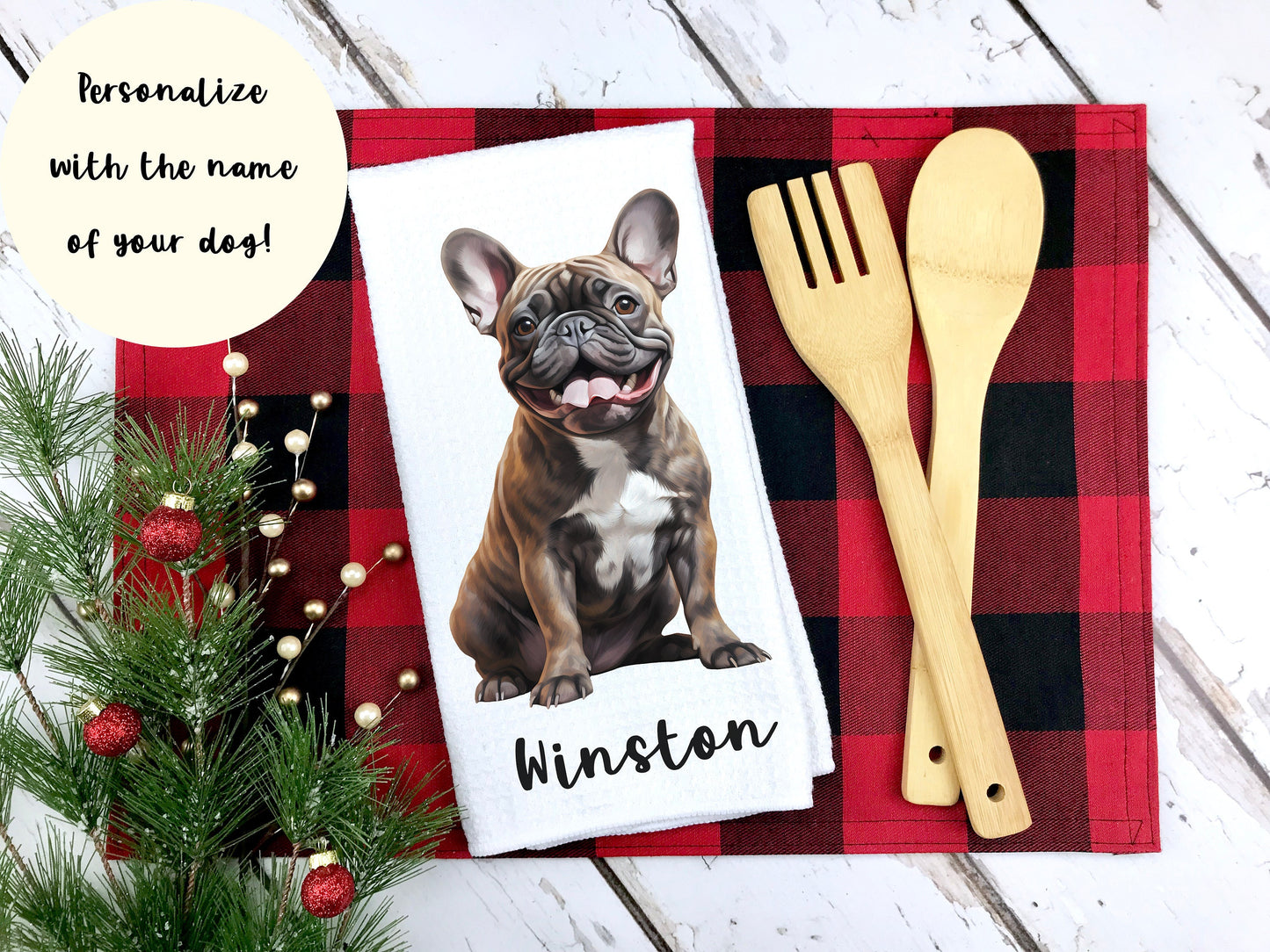 Brindle French Bulldog Tea Towel