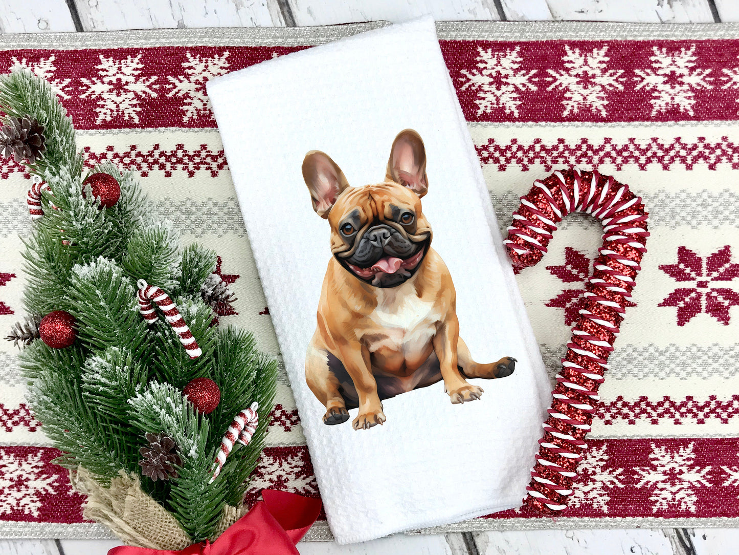 Tan French Bulldog Tea Towel