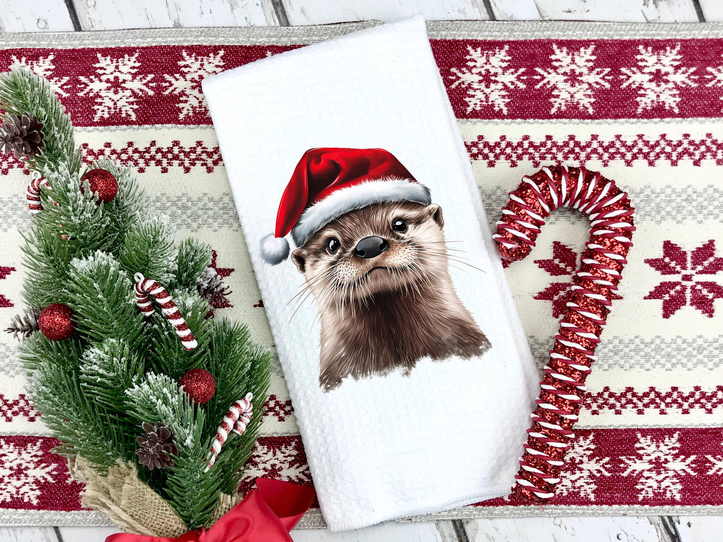 Christmas Otter Kitchen Towel