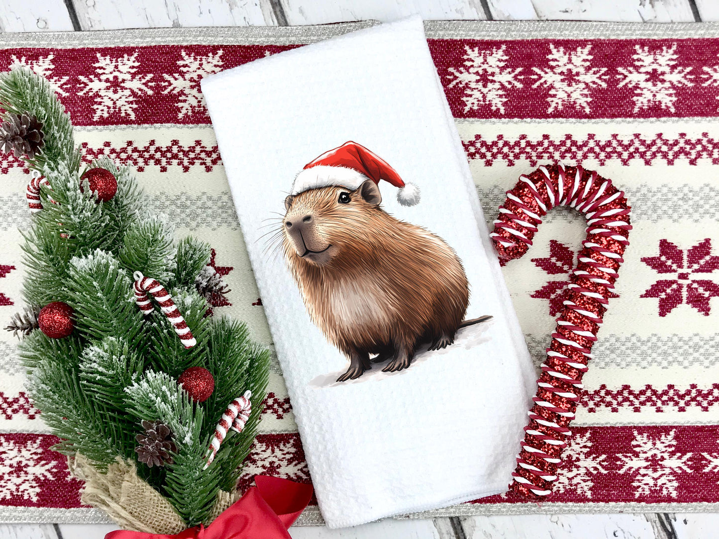 Christmas Capybara Kitchen Towel